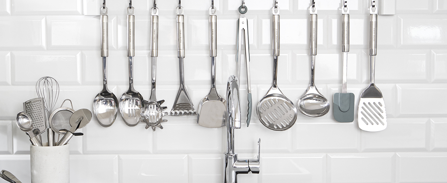 Ensemble Ustensiles De Cuisine Home Hero - 32 Pièces En Inox Antiadhésif - Écumoire, Spatule, Presse-ail, Tasses à Mesurer - Pour Tous Les Chefs à La Maison - 8