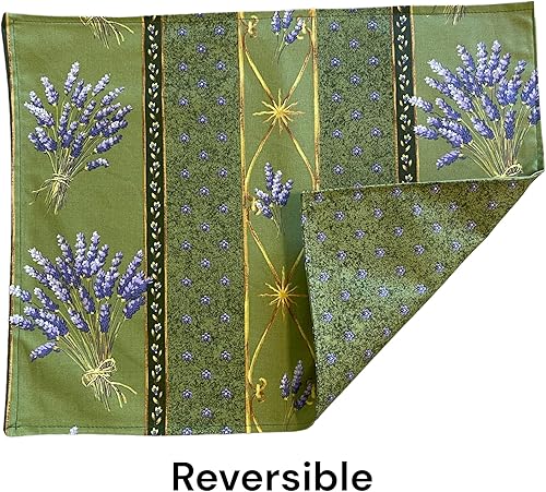 Miniatura 2 de French Provence - Juego de 2 manteles individuales 100% algodón recubierto de acrílico, reversible, 18 x 14 pulgadas, ideal para todos los días o
