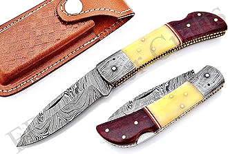 Custom Handmade Damascus Steel Pocket Folding Knife/Pocket Knife FBK-18805 Back Lock, Bushcraft Knife/Survival/Camping & Hiking/Tactical Combat/Compact/Gift