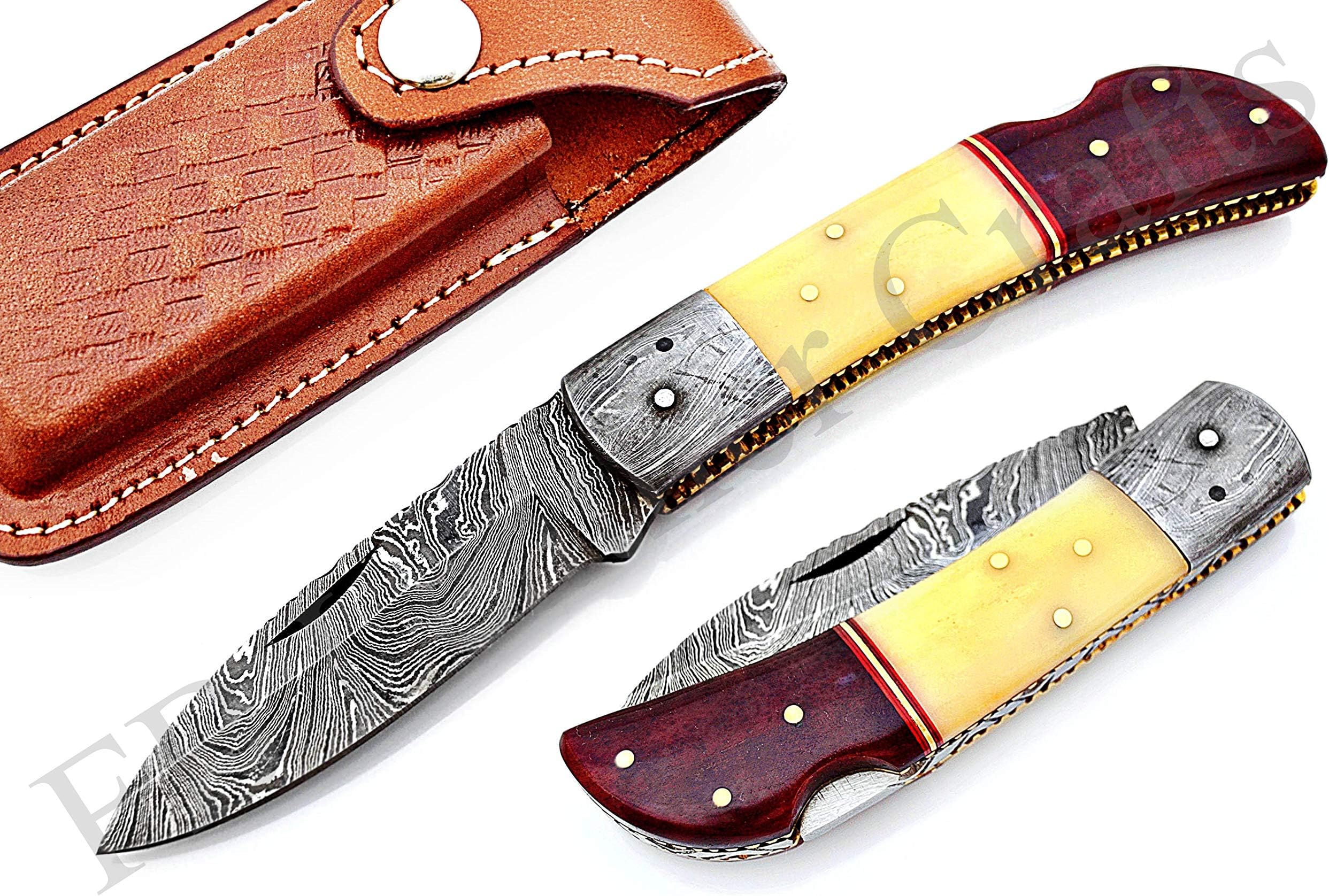 Custom Handmade Damascus Steel Pocket Folding Knife/Pocket Knife FBK-18805 Back Lock, Bushcraft Knife/Survival/Camping & Hiking/Tactical Combat/Compact/Gift