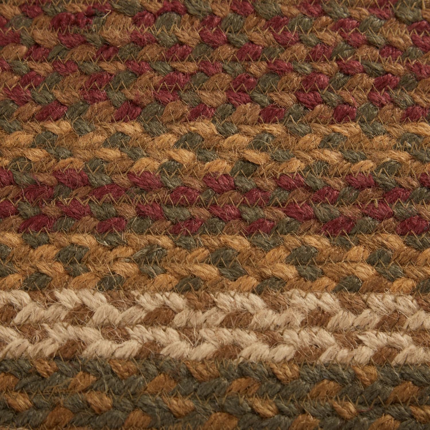 VHC Brands Tea Cabin Rustic Jute Striped Accent Rug Oval w/Pad Floor Decor 27"x48"