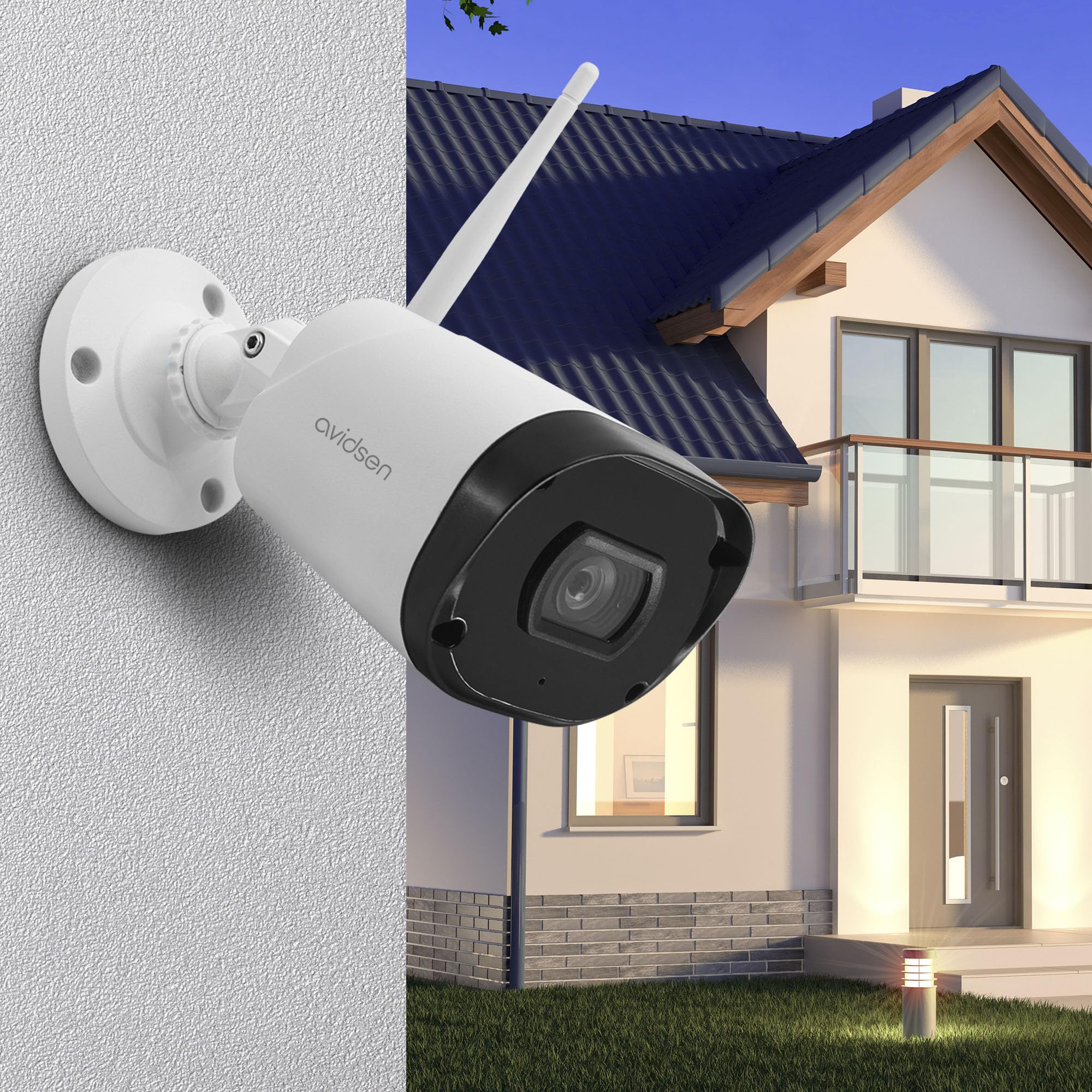 Avidsen Cámara de Vigilancia WiFi Exterior Full HD con Visión Nocturna | Full HD 1080p, visión nocturna 25 m, IP66, detección de movimiento, audio bidireccional, modo privado y microSD 128 GB.