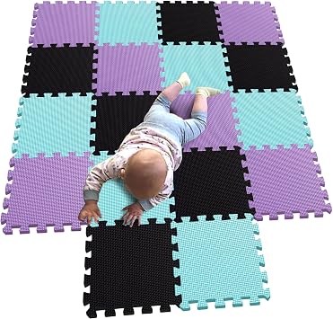 MQIAOHAM 18 Pieces Puzzle Play Mats, Soft Baby Play Mat, Kids Interlocking Foam Floor Tiles, Toddlers Carpet Playmats G301018-104108111