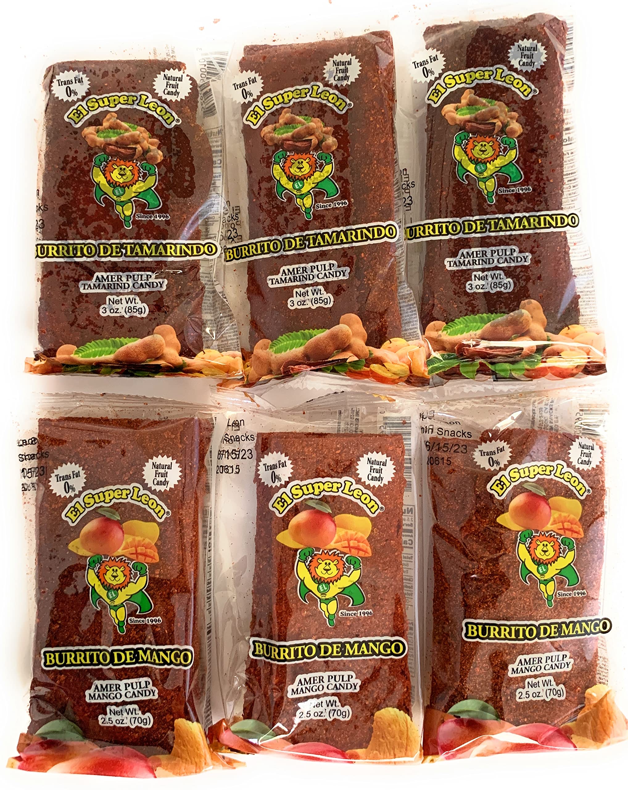 El Super Leon Burrito De Tamarindo Y Burrito De Mango Mexican Candy (6 pk). Sugar Candy/Grab Varieties & Flavors ETHNIC