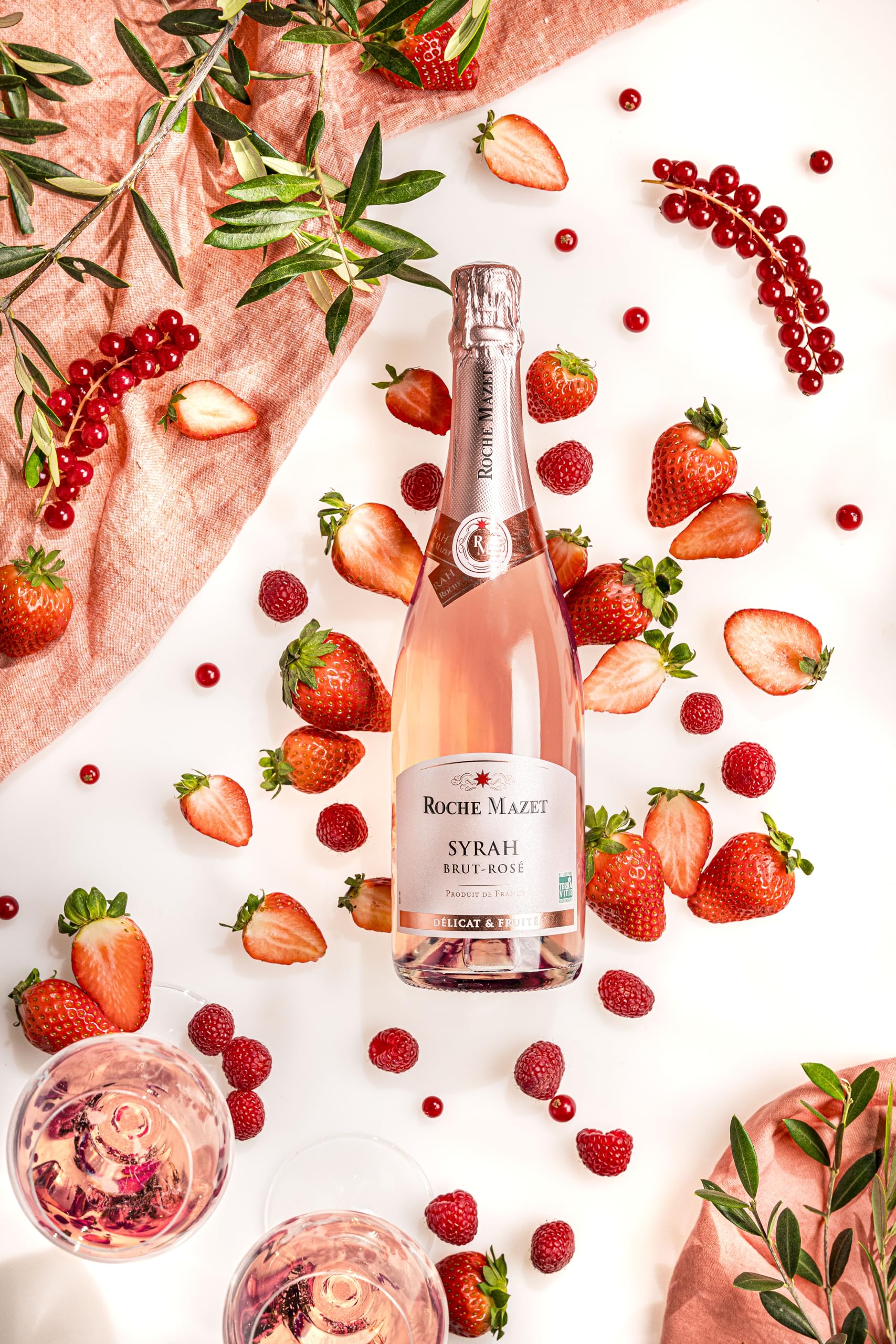 Roche Mazet - Vin Rosé Pétillant Brut - 100% Syrah - Vin de France - Lot de 6 bouteilles x 75 cl