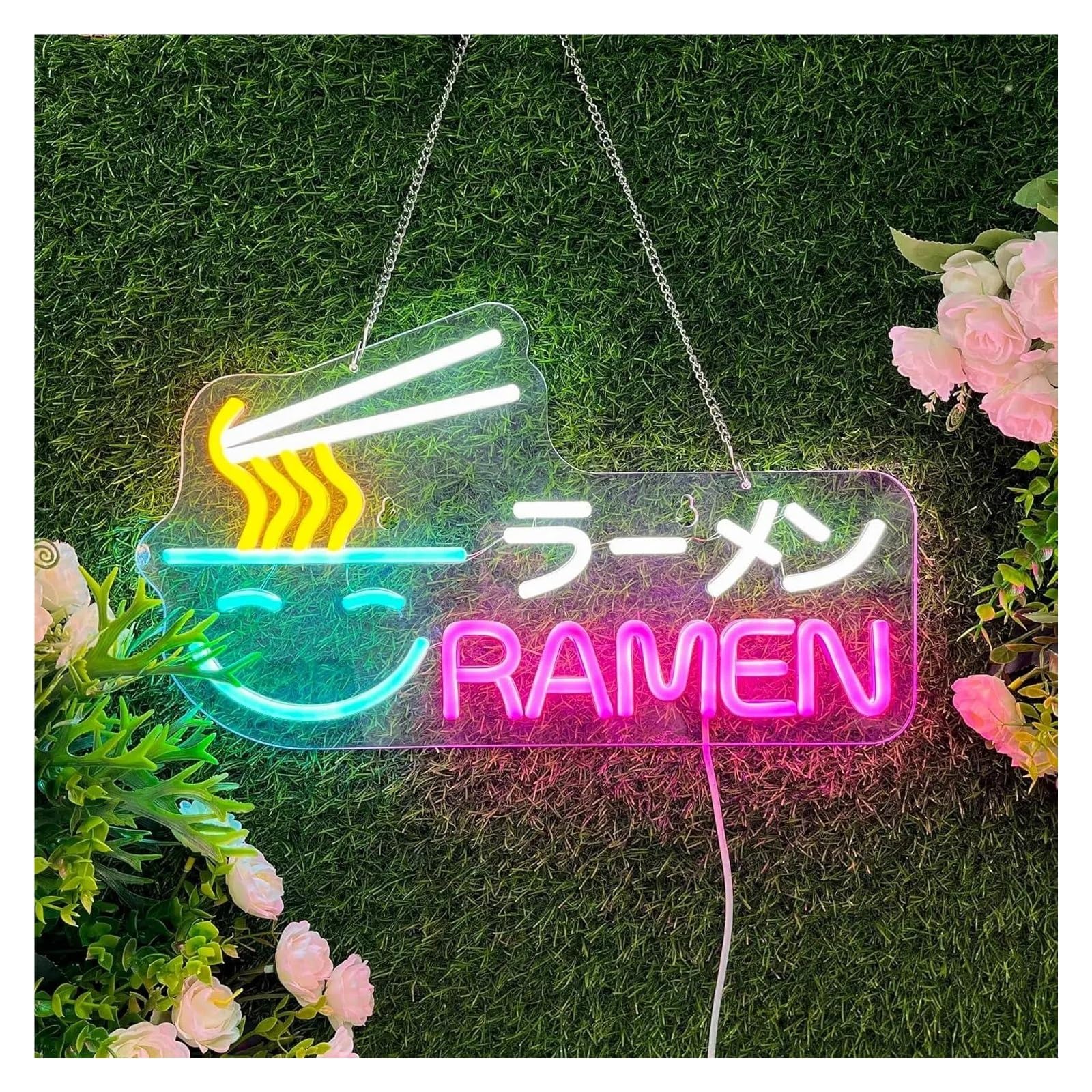 Hängende Kunst Leuchtreklamen "Ramen" Leuchtreklame „Japanische Nudeln“, LED-Leuchten Für Restaurants, Geschäfte, Küche, Esszimmer, Nudel-Wandkunst-Dekorationen 16.5x9.1in