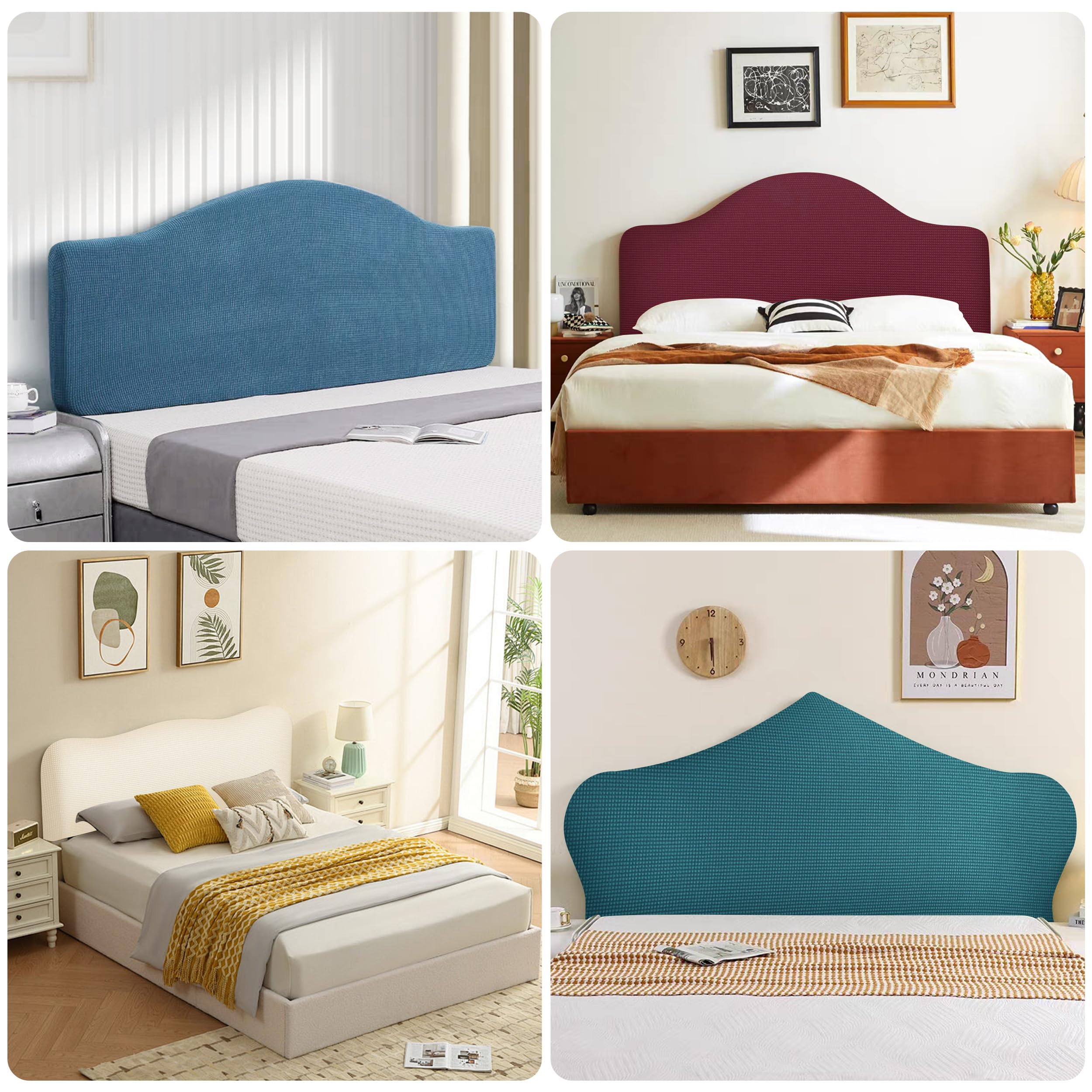 Copri Testiera Letto Elastico Copertura Testiera Letto Forma di Chicco di Mais Rivestimento Antipolvere per Testiere Letto Bianco Sporco 120cm