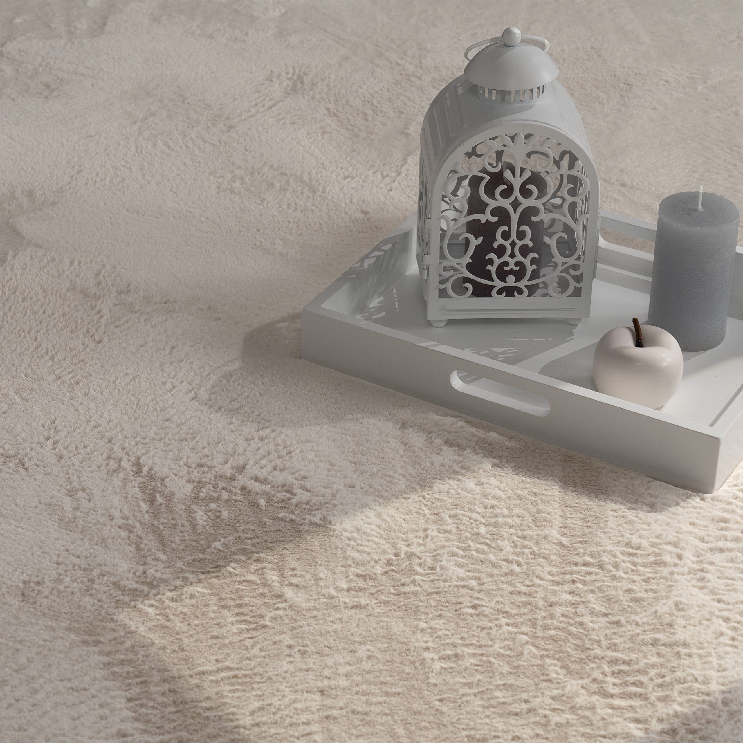 Rond hoogpolig vloerkleed - Comfy plus - wit
