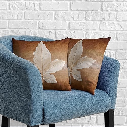 Miniatura 7 de Juego de 2 fundas de almohada de otoño de Acción de Gracias de 18 x 18 pulgadas, fundas de almohada decorativas de otoño de lino y algodón marrón