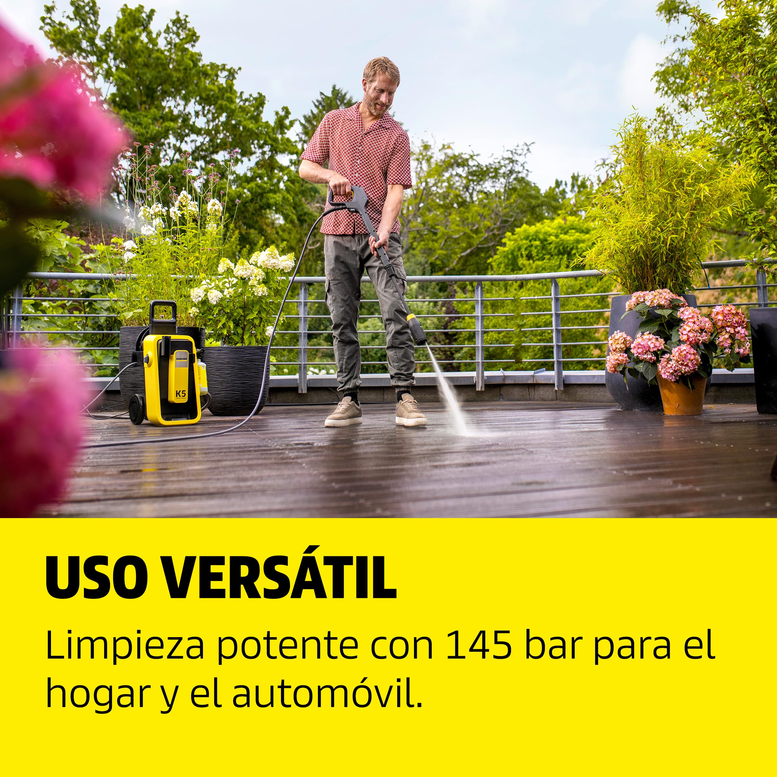 Kärcher hidrolimpiadora K 5 Comfort Premium, presión: 145 Bar, caudal: 500 l/h, Superficie: 40 m²/h, Manguera de Alta presión Extra Flexible, enrollador de mangueras, Multi Jet 4 en 1
