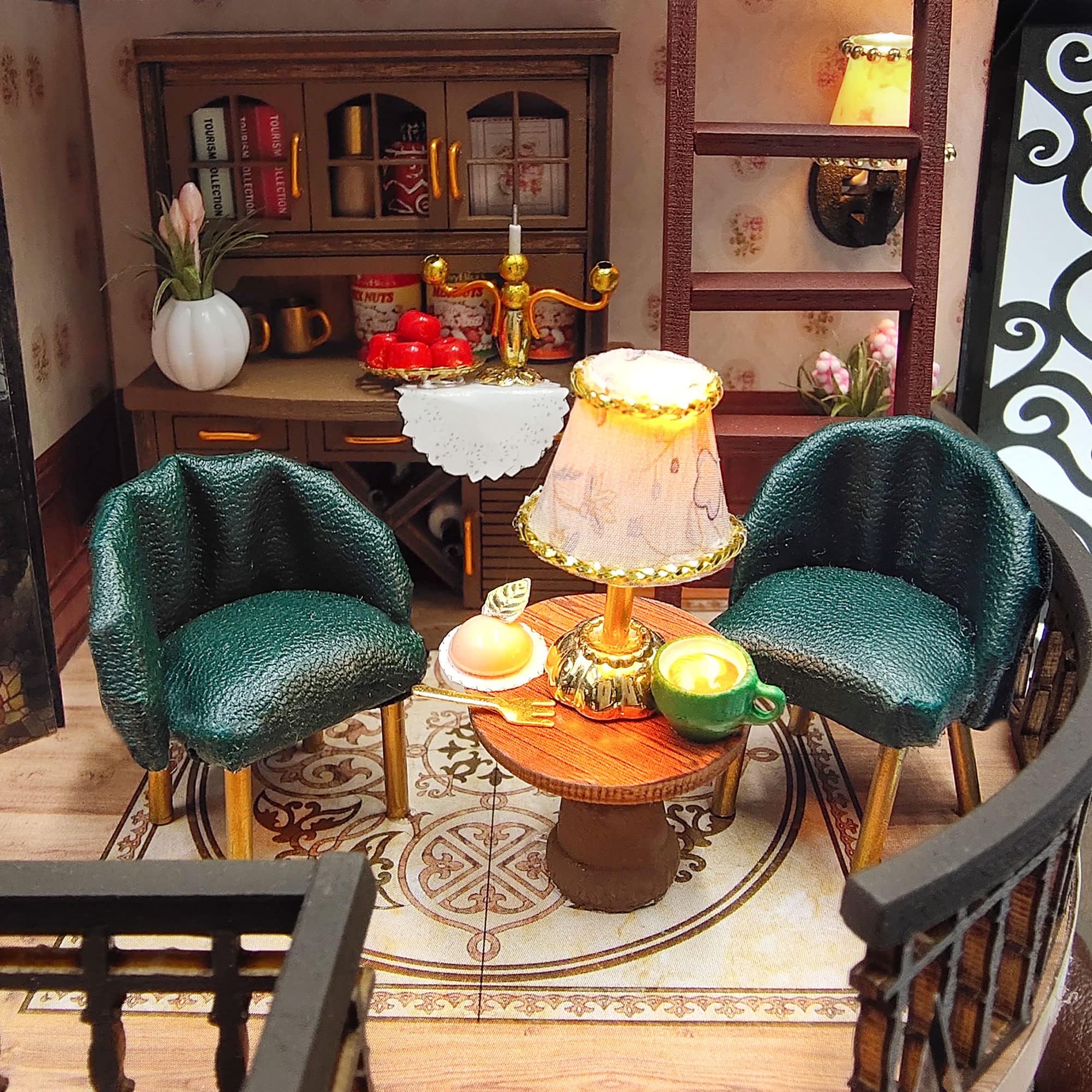 Cuteefun Casa en Miniatura para Montar, Casa de Munecas Miniatura con Muebles, Kit de Casas de Manualidades DIY con Herramientas, Idea de Regalo Creativa (DesváN De La Vendimia)