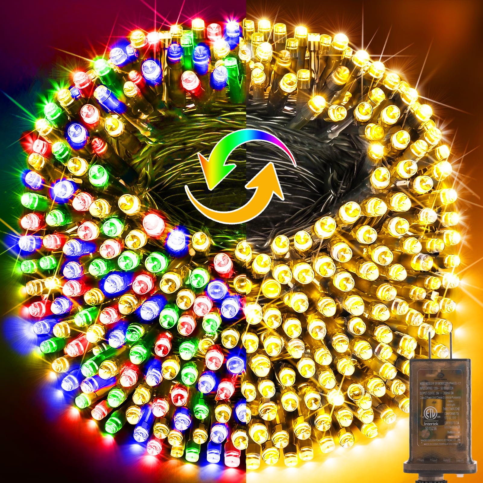 Photo 1 of KNONEW 403FT 1000 LED Christmas Lights Color Changing Outdoor String Lights with 11 Modes & Timer Fairy Light Plug in Waterproof Fairy Lights for Xmas Yard Tree Wedding Party(Warm White to Multicolor)