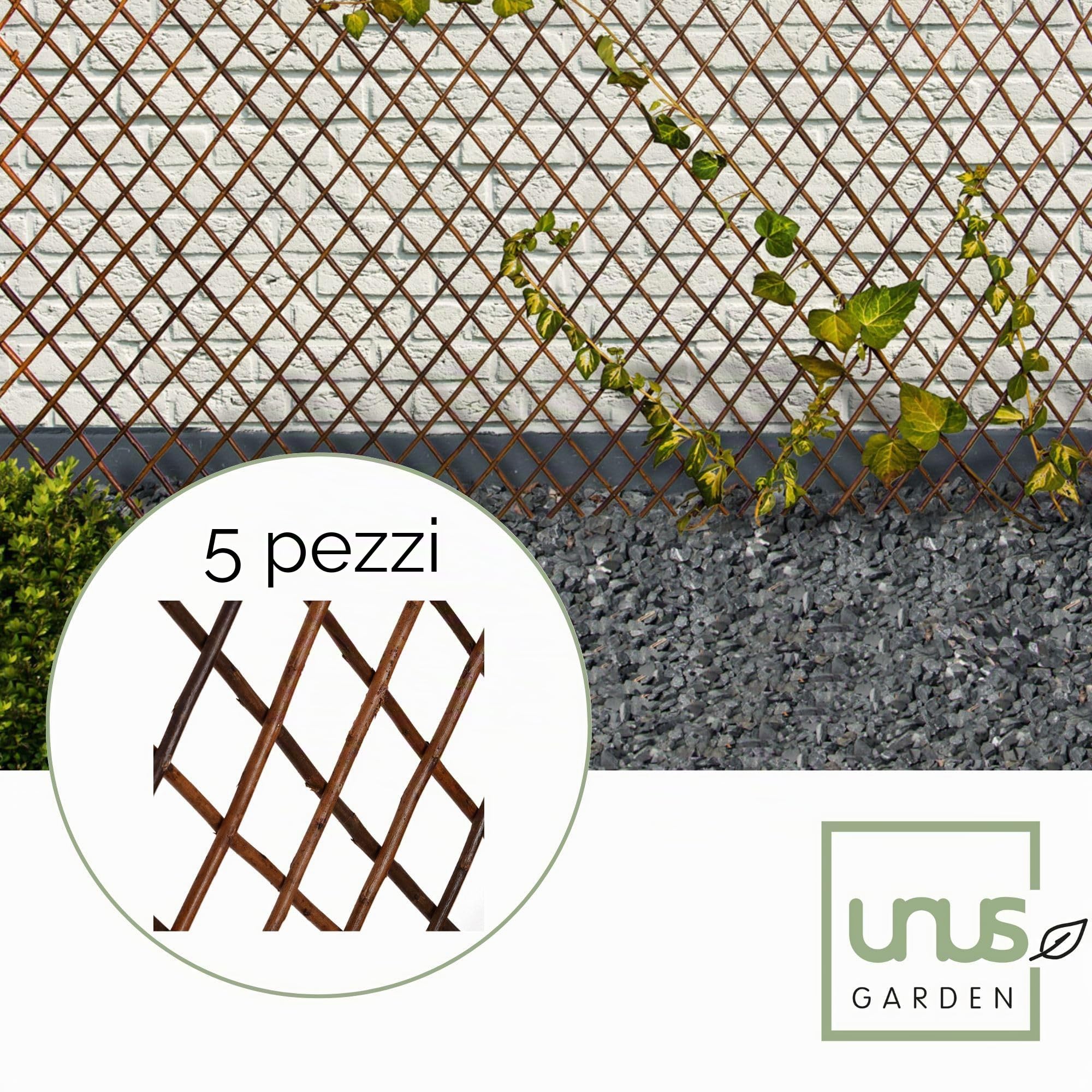 UNUS 5 griglie per tralicci in legno, fino a 180 x 90 cm Marrone