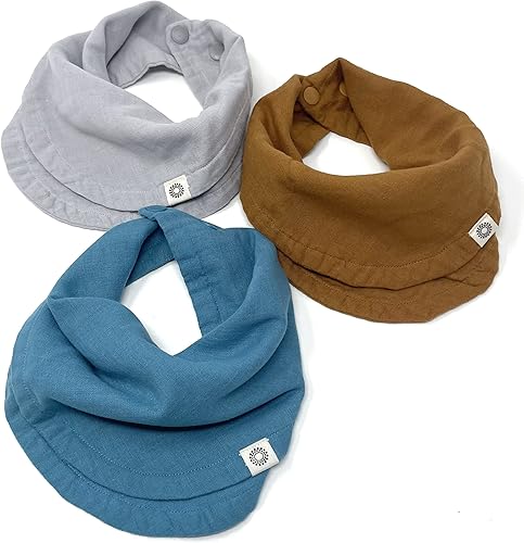 Kishu Baby Indi GOTS - Juego de baberos orgánicos Infinity - 4 vías reversibles, 8 capas de muselina