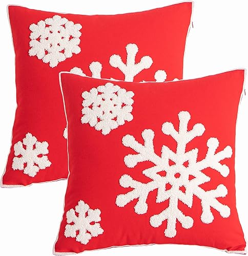 Miniatura 2 de Funda de almohada de algodón con diseño de bendición navideña de 18 x 18 pulgadas, para cama, sofá, automóvil, fundas de almohada bordadas con copos