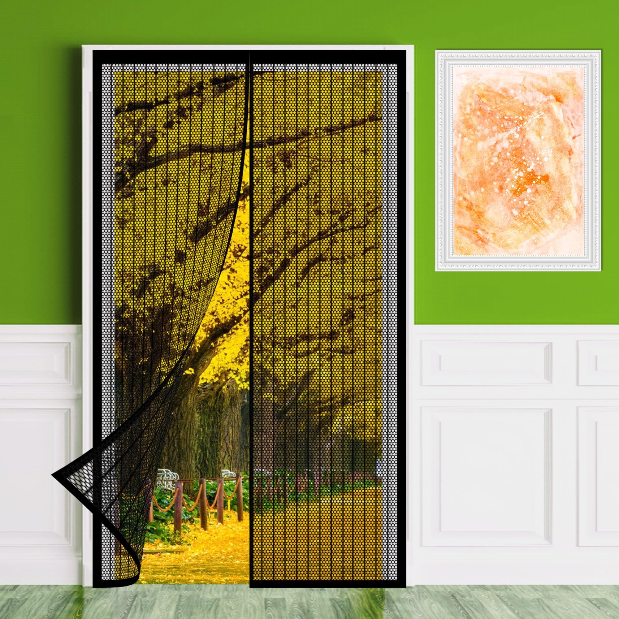Moustiquaire magnétique en fibre de verre de 118 x 218 cm pour porte extérieure
