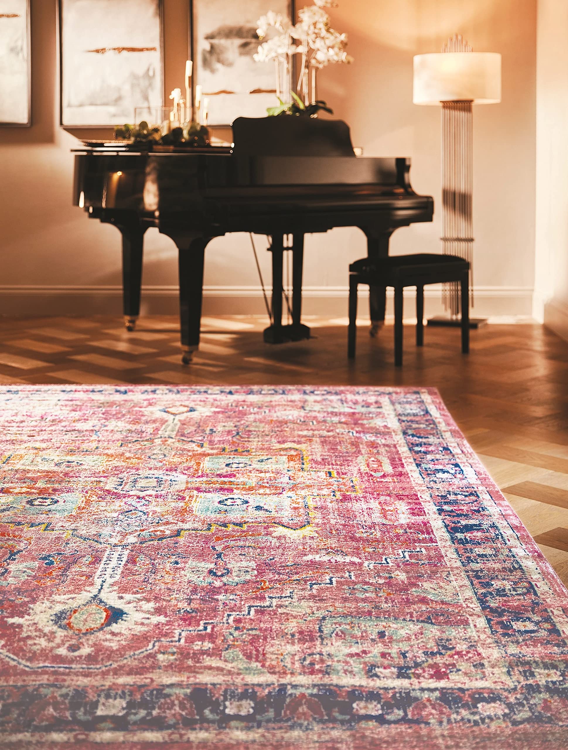 Lord of Rugs Traditionele antieke stijl tapijt voor woonkamer eetkamer jaspis klassiek tapijt laagpolig platgeweven omzoomd vintage tapijt JA01 blauw X-Large 200 x 300 cm Lord of Rugs Traditionele antieke stijl tapijt voor woonkamer eetkamer jaspis klassiek tapijt laagpolig platgeweven omzoomd vintage tapijt JA01 blauw X-Large 200 x 300 cm