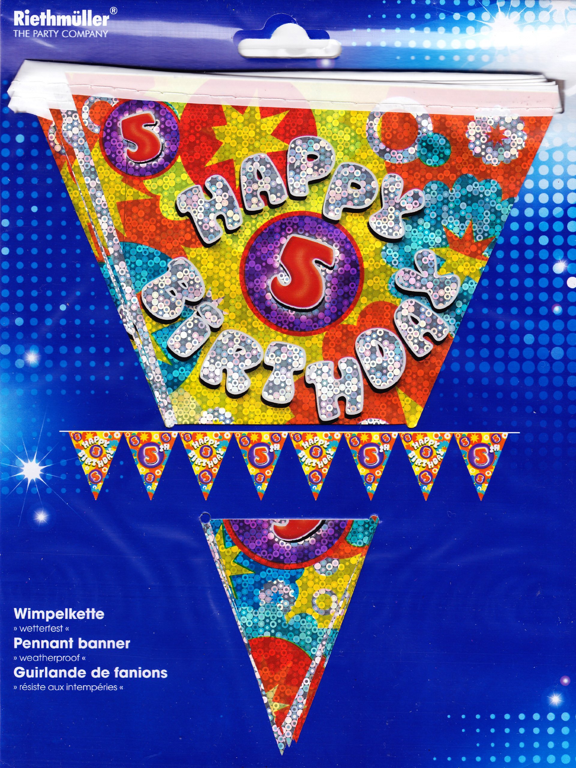 Amscan Multicolored International Holographic Pennant Banner 5Th Birthday