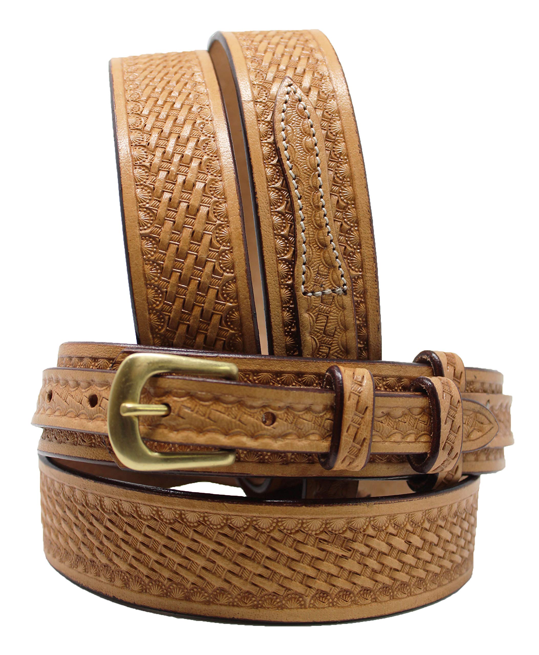 ProRider 45-46 Men's Western Ranger Belt Tooled Leather Basket Weave 26Ranger01