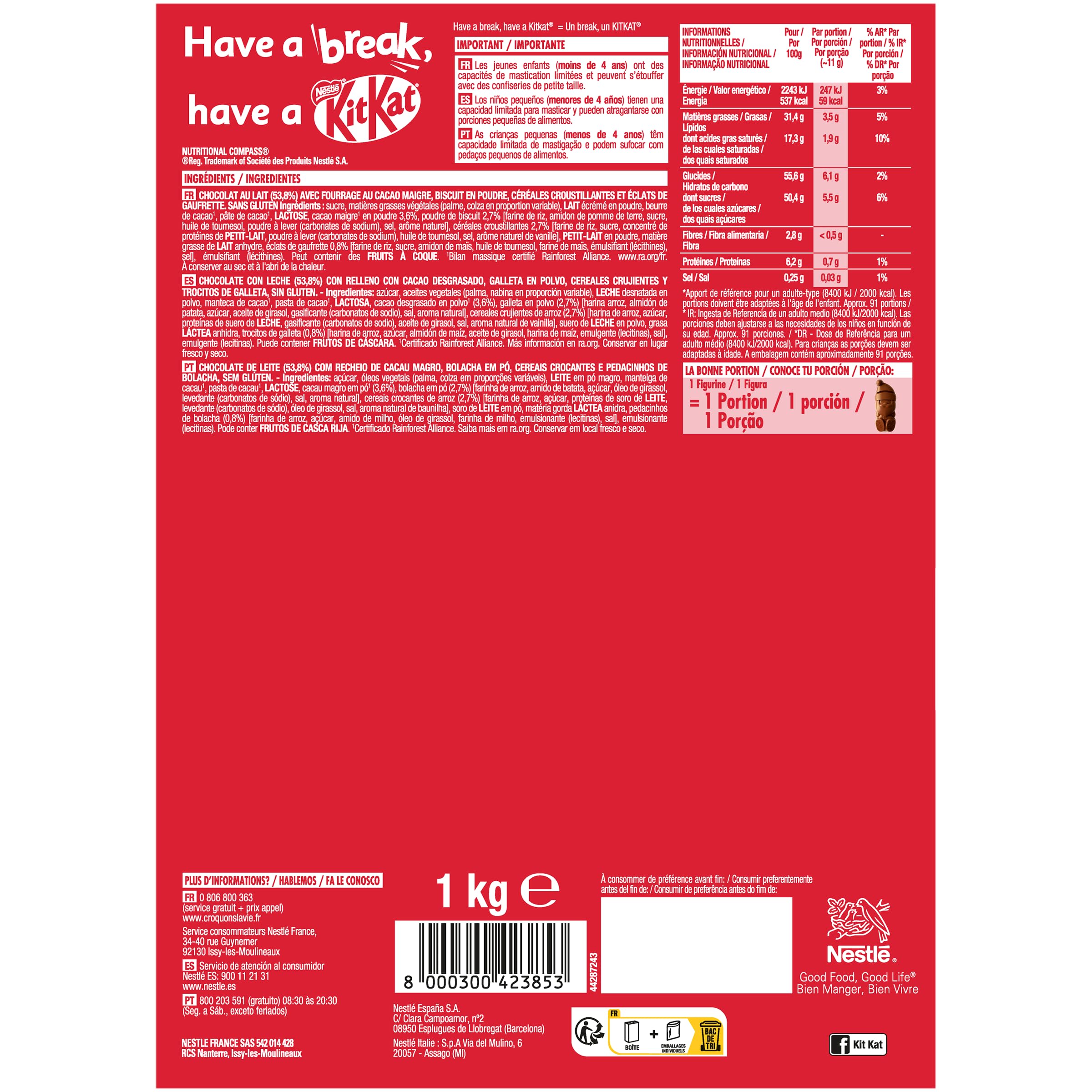 KitKat - Mini Père Noël Chocolat au Lait - Présentoir de Mini Figurines emballées individuellement - 1 kg