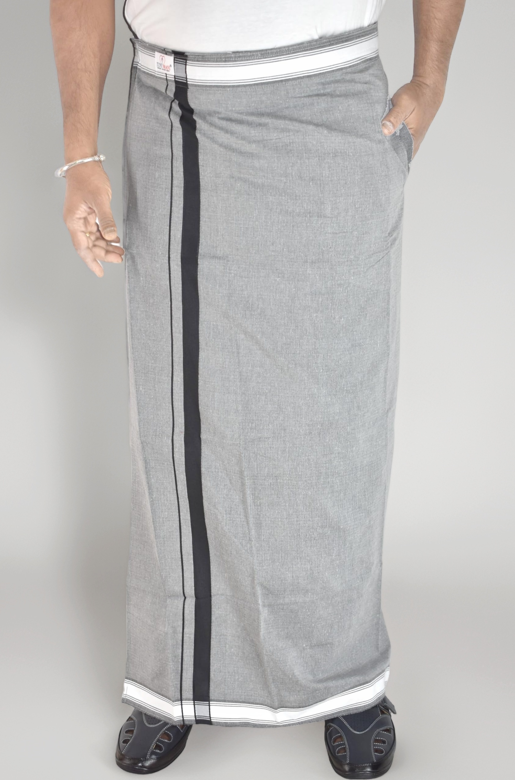 TUNI MANI Kerala Style Men's Cotton Welcro Pocket Dhoti, Vesti/adjustable for all size (Single Dhoti)