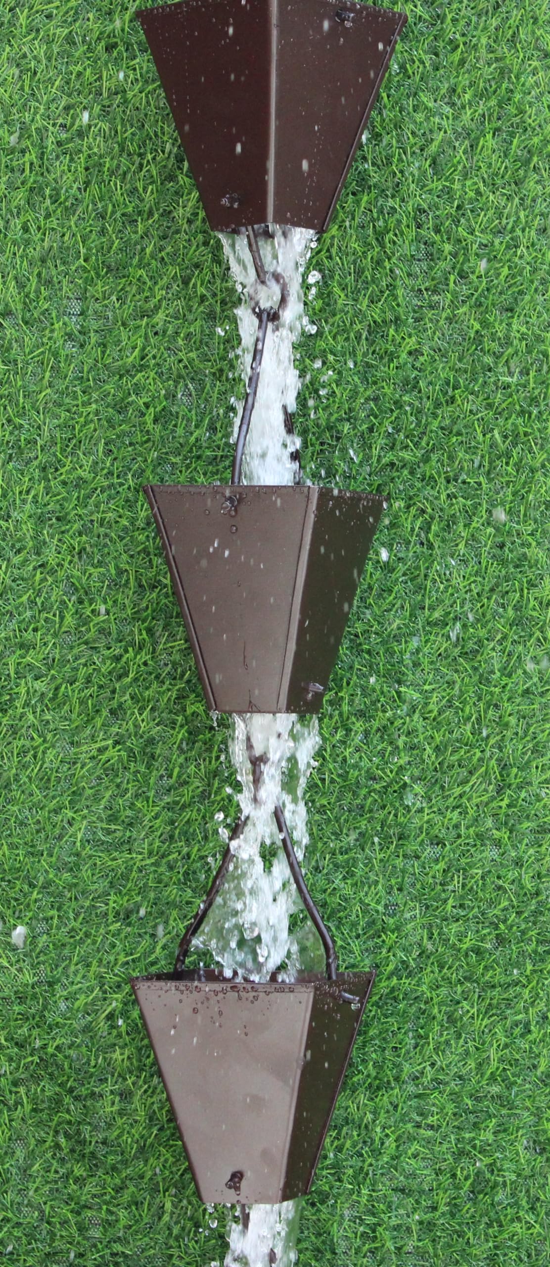 KAM Home Bronze Tapered Square Cups Rain Chain with Installation Kit (Brown, 8.5)