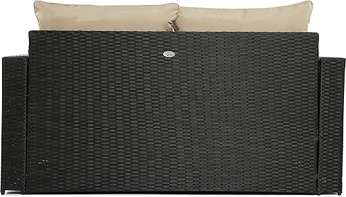 Miniatura 11 de Serta Colección de muebles de patio para exteriores de resina marrón, sofá de almacenamiento y mesa auxiliar, mimbre negro