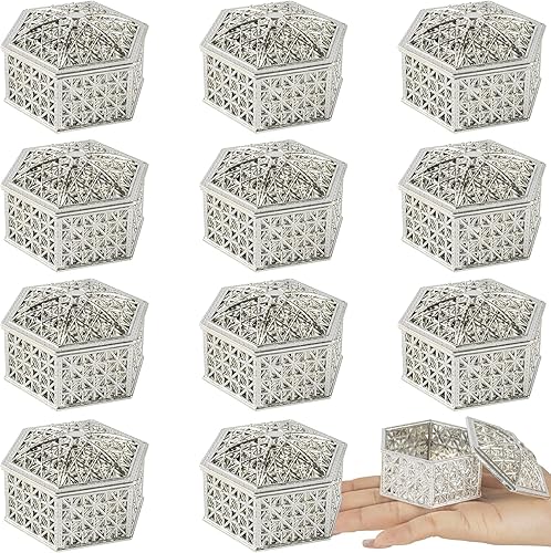 Miniatura 1 de 12 cajas hexagonales para dulces, cajas de plástico para recuerdos de boda, tarros huecos para dulces, cajas de almacenamiento de dulces, cajas de