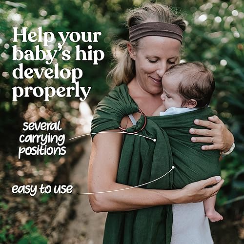 Miniatura 3 de Nalakai Portabebés de lujo con anillo para bebé, eslinga de mezcla de lino suave, envoltura para bebé, lleva a tu pequeño cerca de tu corazón, Selva