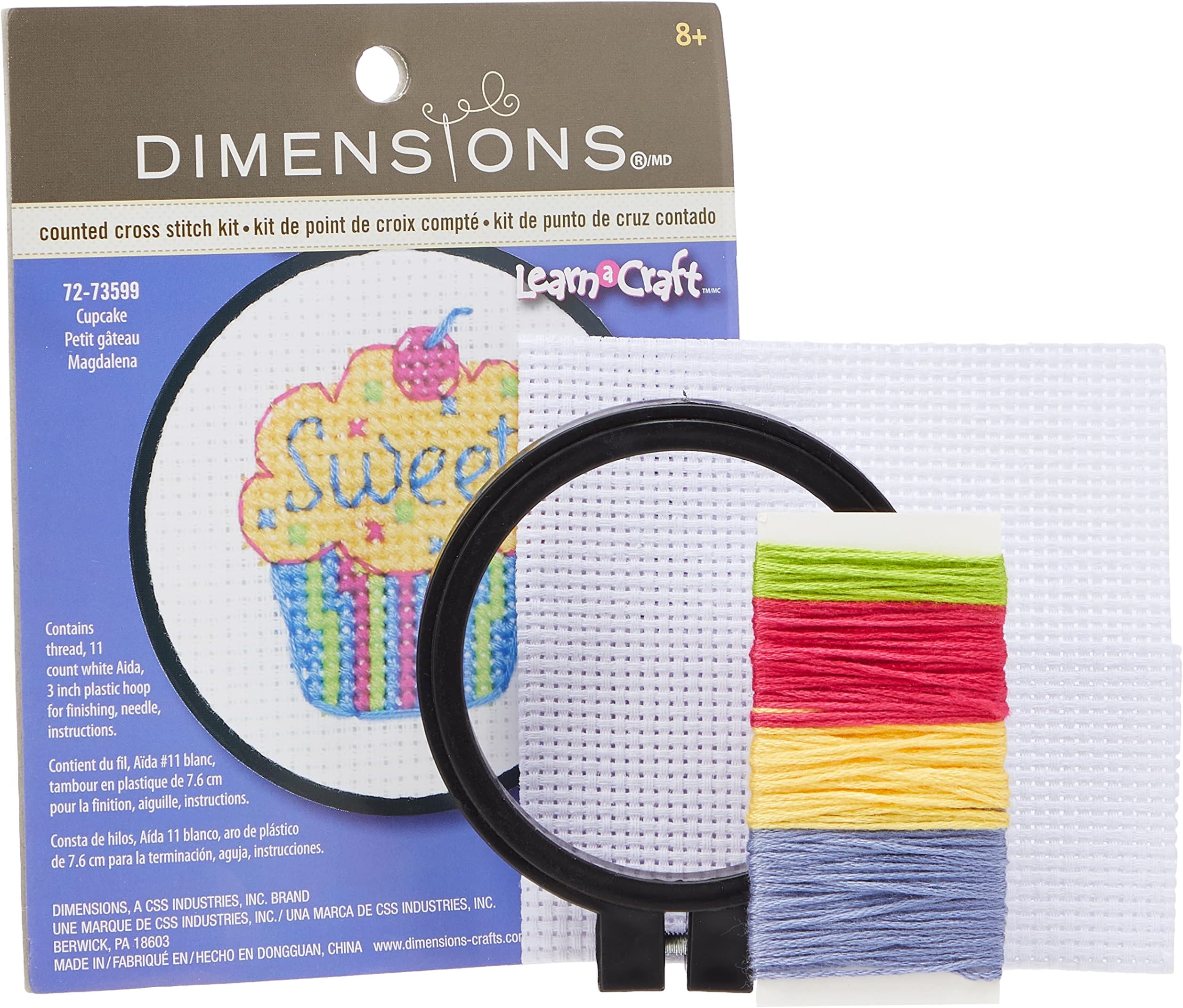 Dimensions 72-73599 Cupcakes Learn-a-Craft Counted Cross Stitch Kit, Polyester Blend, Multi-Colour