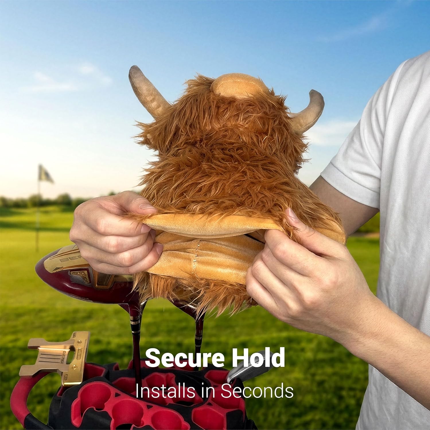 Highland Cattle Driver Headcover - Funny Golf Club Covers - Storytelling Headcover - Animal Plush Golf Head Covers Gift for Men Women Fits Up to 460CC Driver Head