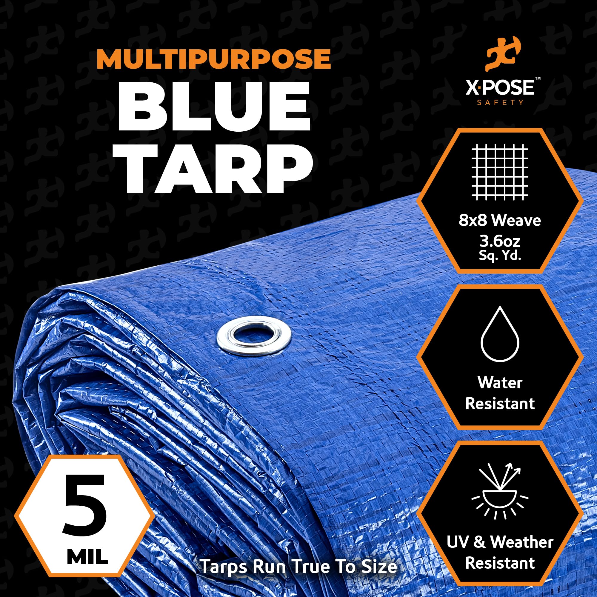 Better Blue Poly Tarp 50' x 100' - Multipurpose Protective Cover