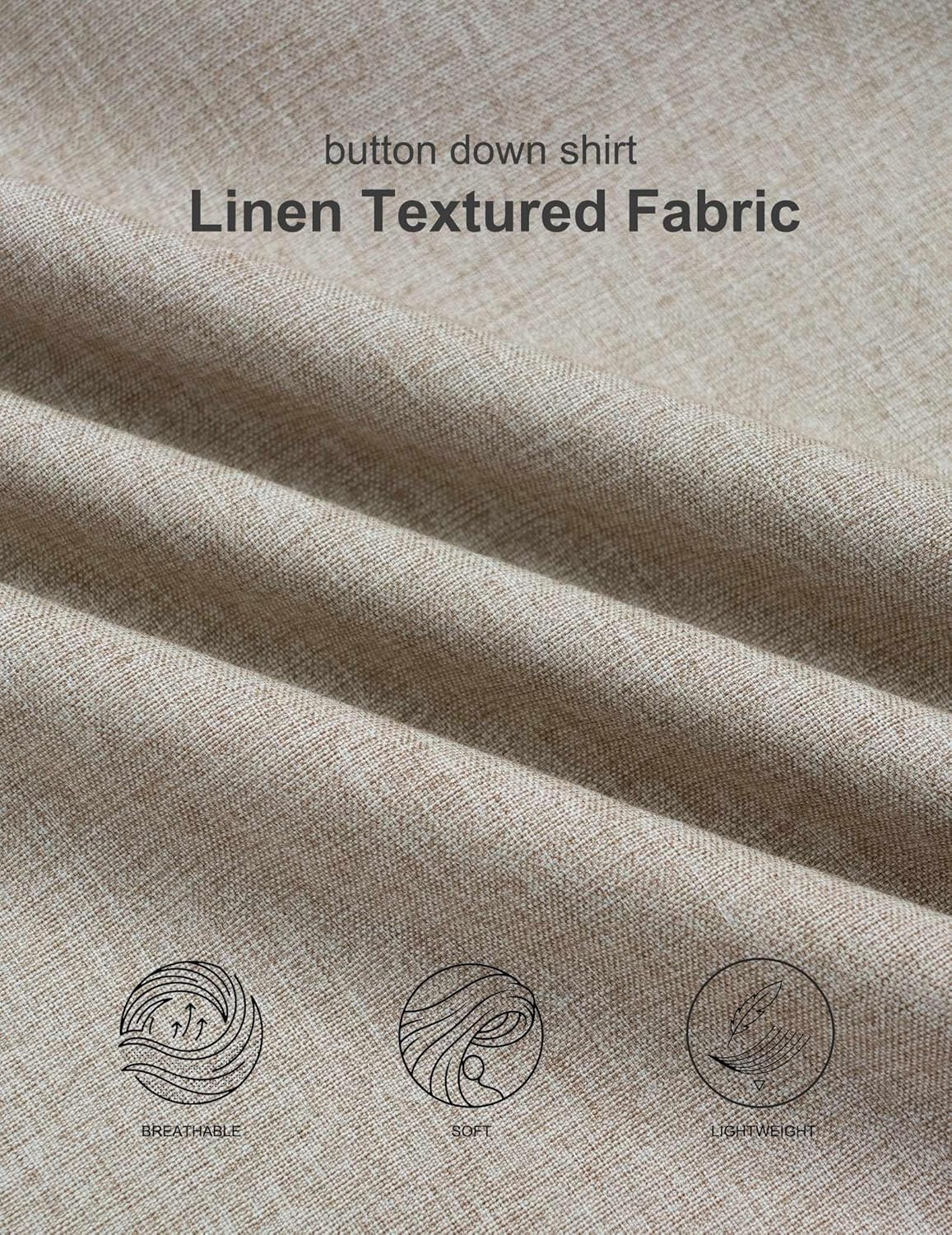 COOFANDY Mens Button Down Shirt Short Sleeve Casual Shirts Summer Beach Wedding Linen Shirt with Pocket - Image 6