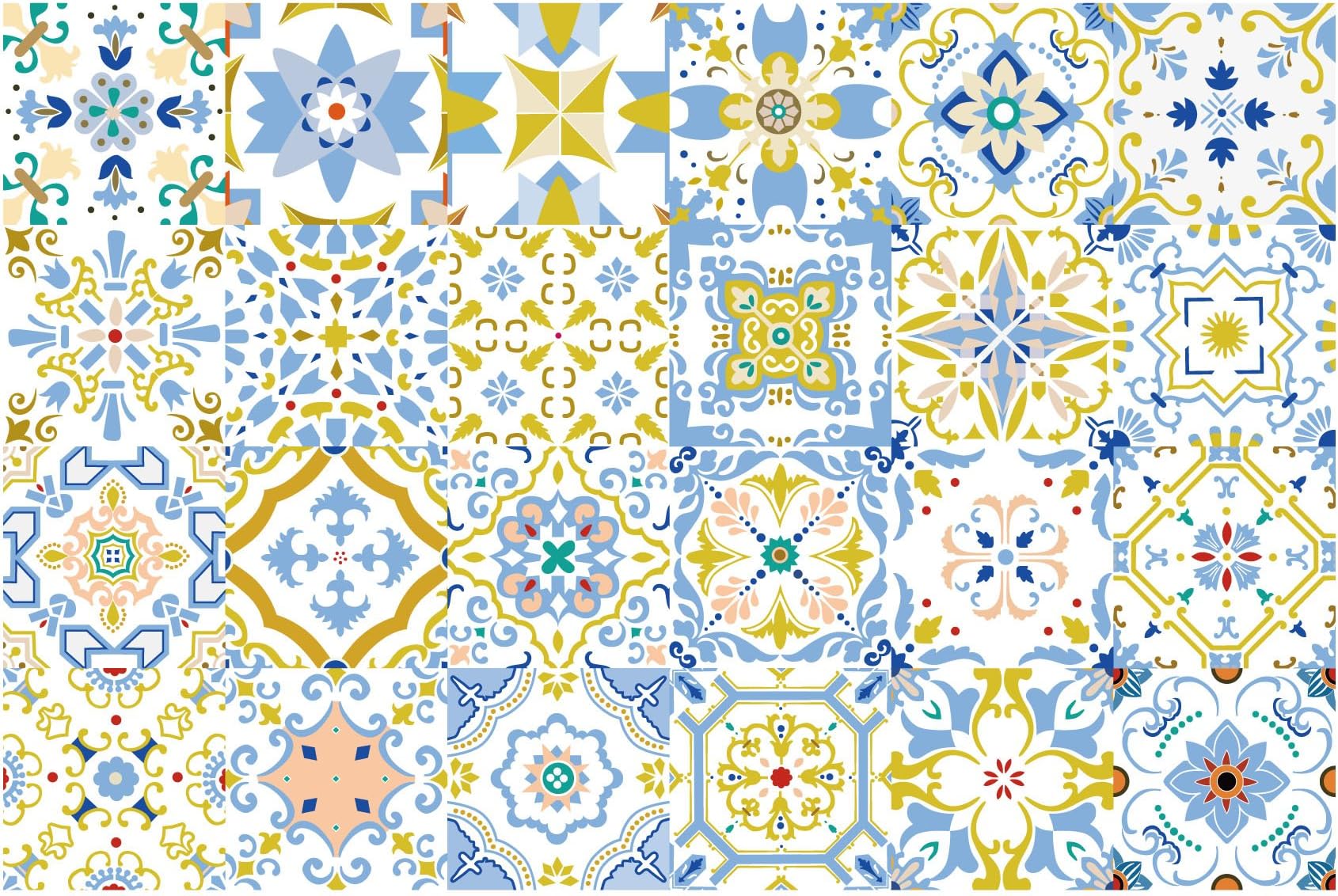G GSS Designs 24 PC Pack Decorative Tile Stickers by - 4x4 Inch (10x10cm) Removable Wall Sticker Decals Home Decor Furniture Decor Backsplash Decor Peel & Stick Adhesive Tiles (TS24-007)