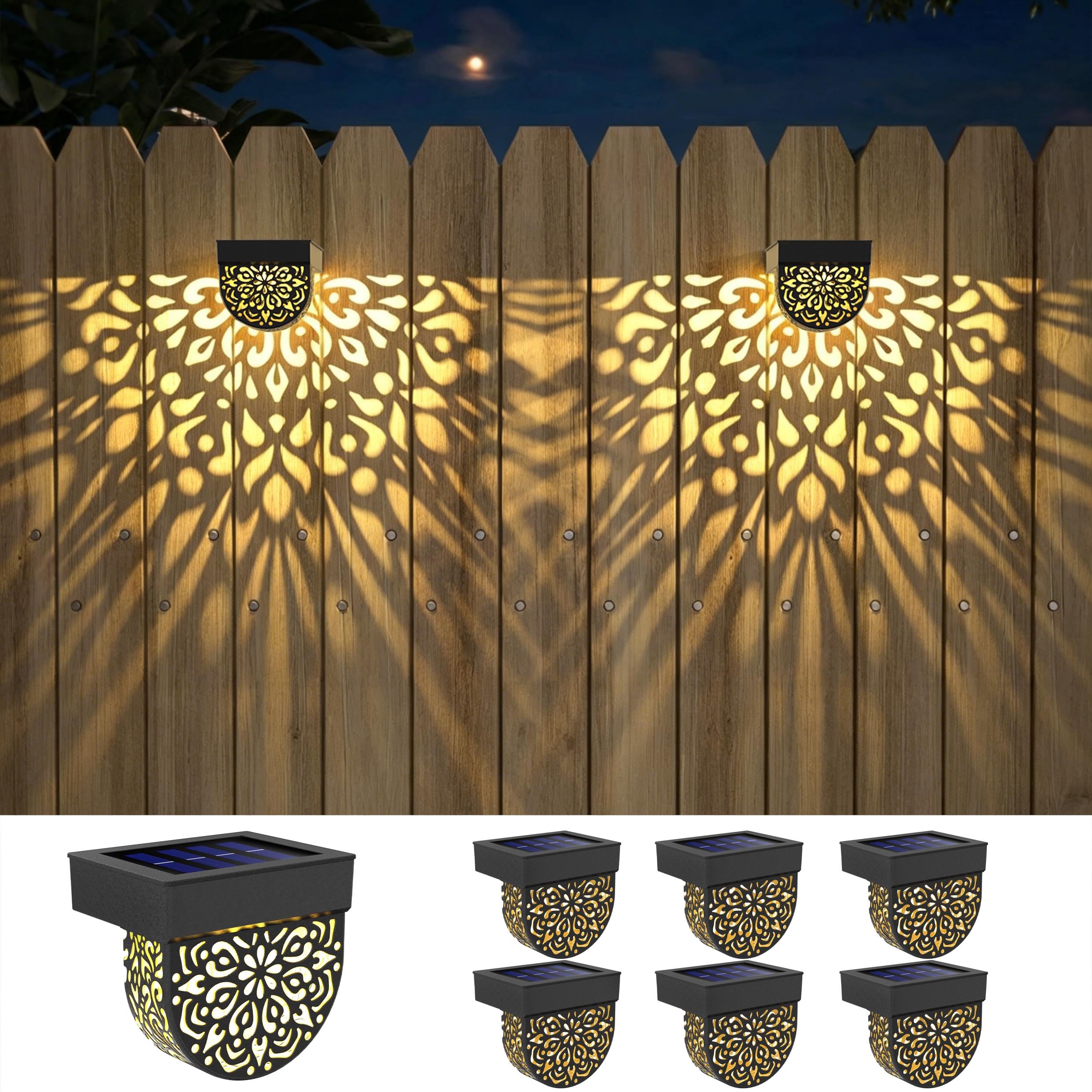 EKQ Solar Fence Lights 6 Pack Outdoor Waterproof LED Solar Powered Step Lights Wall Lights Outdoor Decorations Warm Yellow Light Decorative Lighting for Garden, Front Door, Backyard-image-41