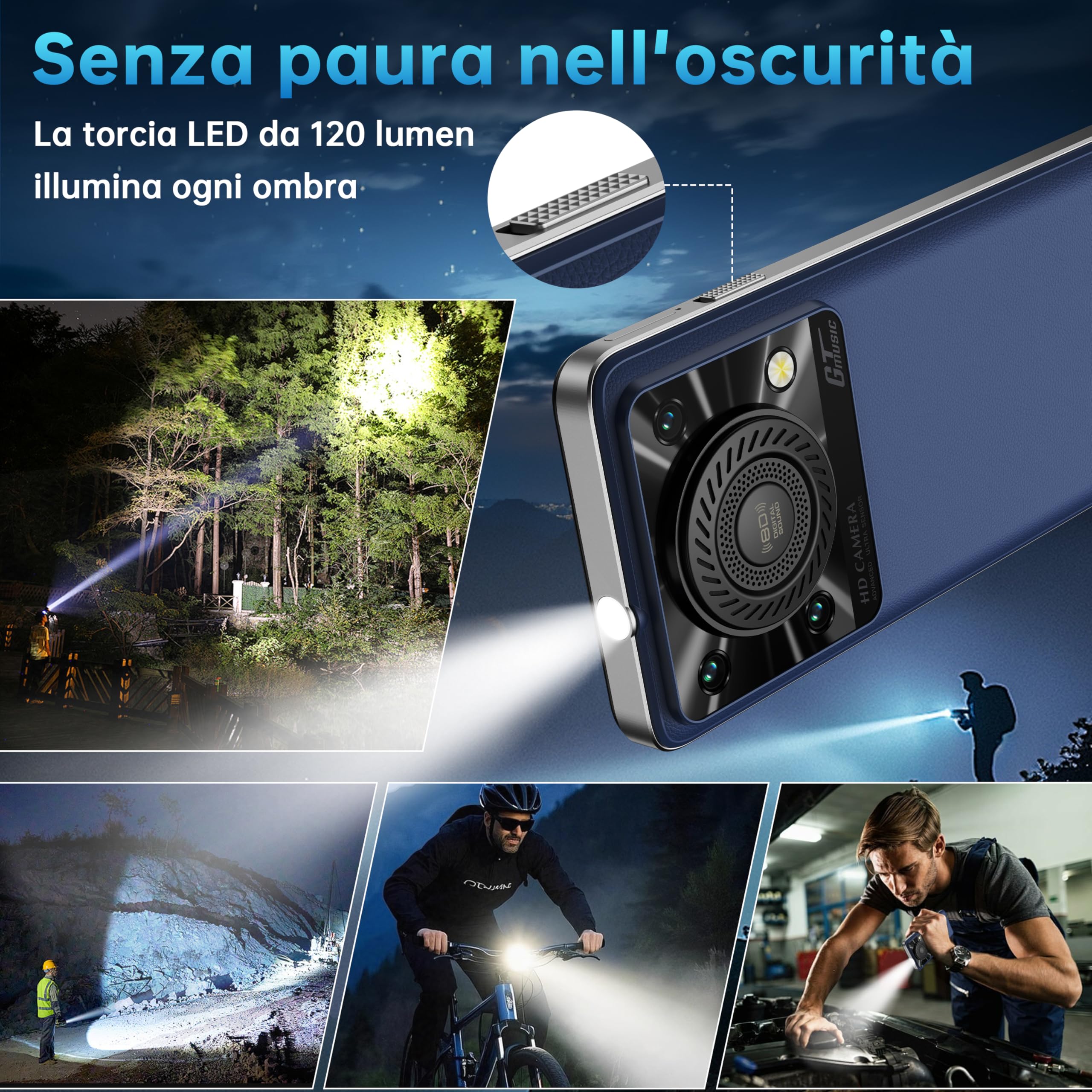 OUKITEL C60 Smartphone Android 15-10000mAh Telefono Cellulare 16GB+128GB(TF 1TB) Cellulari e Smartphone 4G, 6.88" HD+ 90Hz,AL 110 dB/Torcia 120 Lumen/13MP+8MP/Sblocco biometrico/Face ID/Dual SIM/OTG