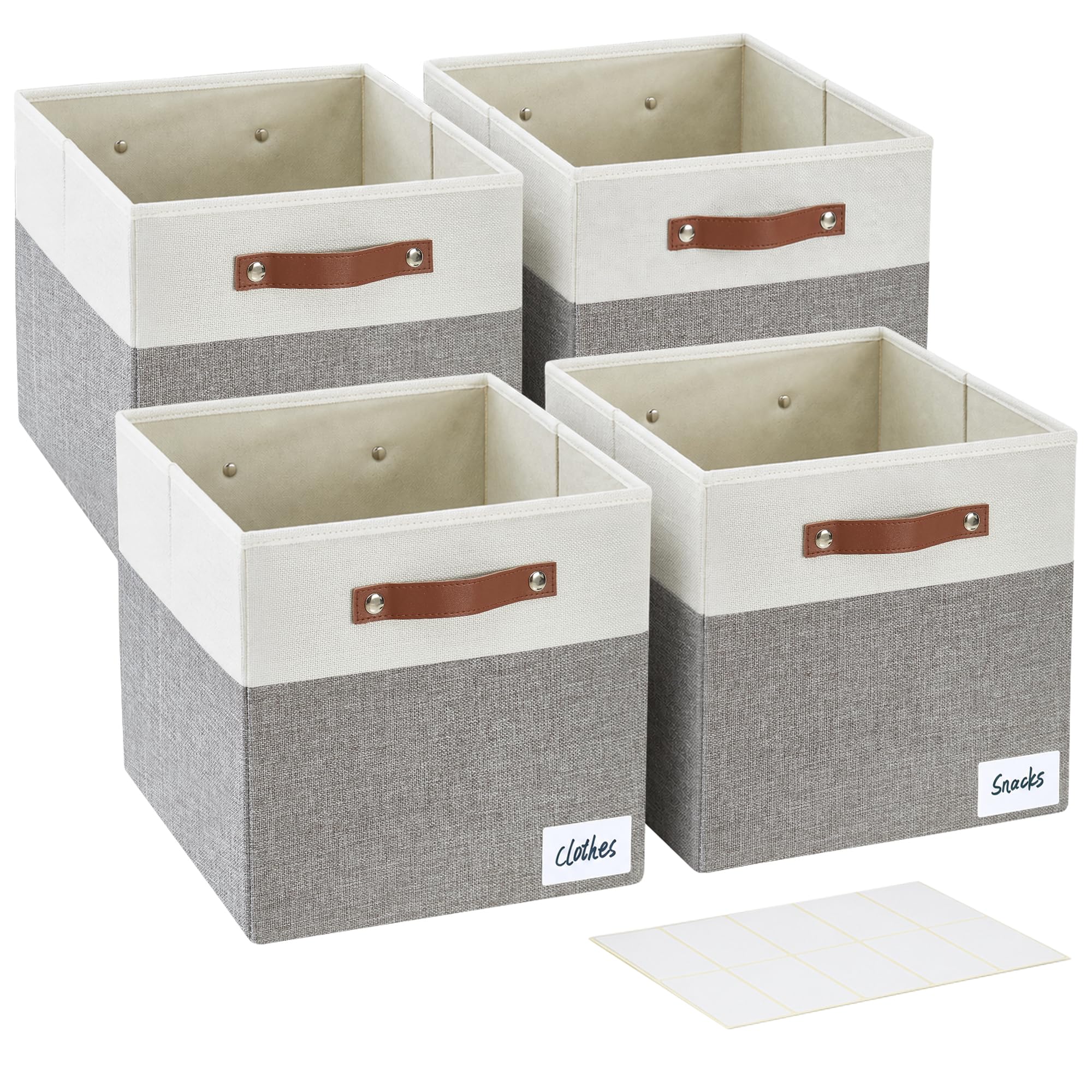Bagnizer Faltbare Aufbewahrungsbox aus Stoff mit 2 PU-Griffe, 4er Set