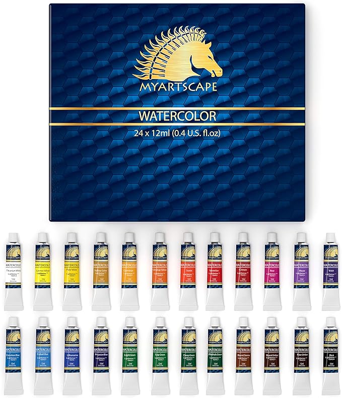 MyArtscape Watercolor Paint Set 24 x 12ml Tubes