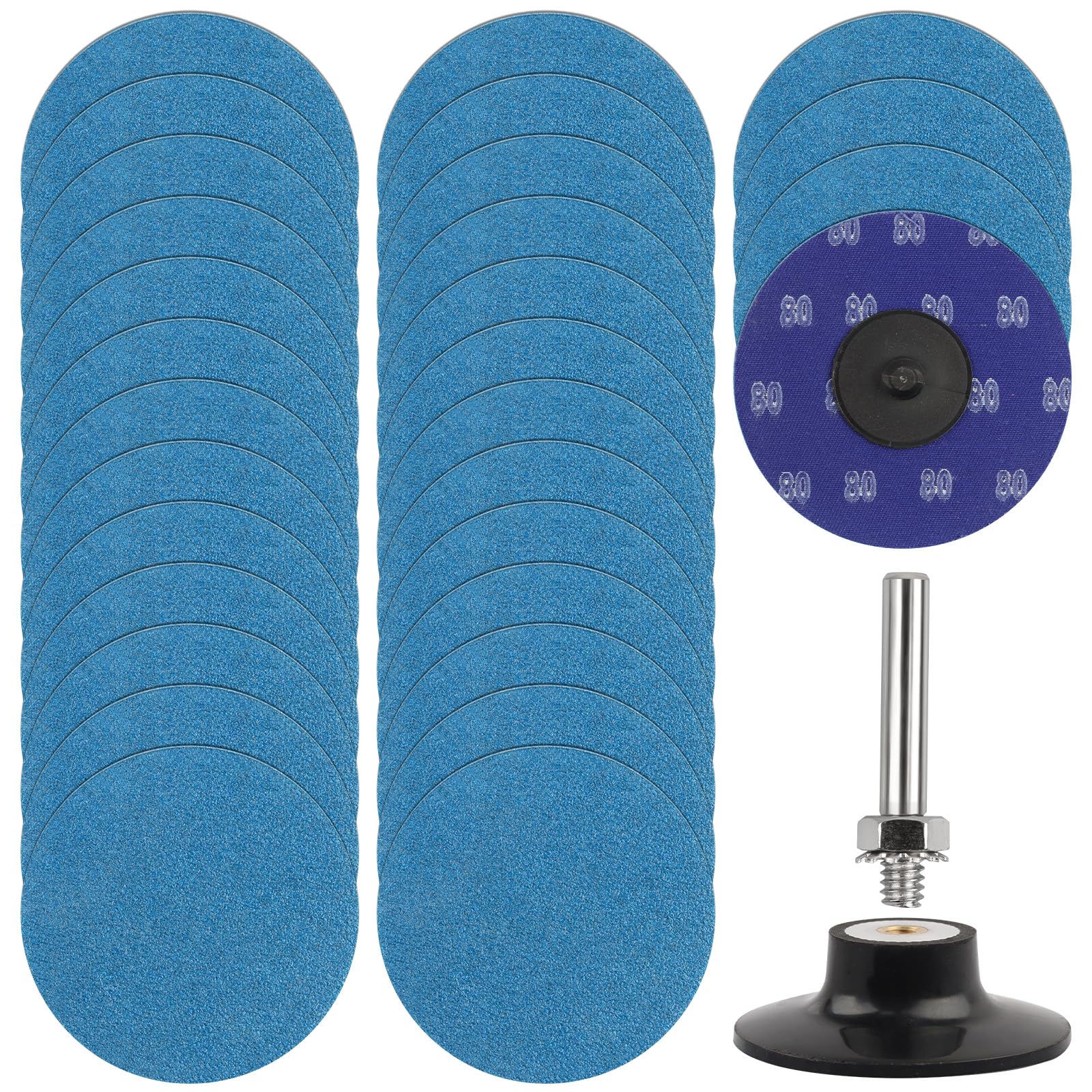 ZORUNNA 3" 80 Grit Die Grinder Sanding Disc, 30 Pack Abrasive Wheels & Discs Aluminum Oxide Coated Cut Grinding Disc Set, for Surface Preparation/