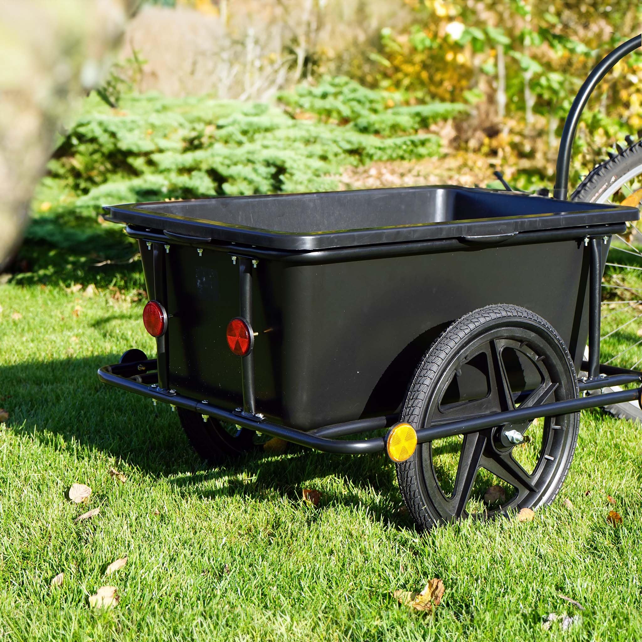 Wiltec Fahrrad Lastenanhänger 158x69x51 cm bis 80 kg, Fahrradanhänger mit 90 L Transportwanne, Kupplung und Luftreifen, Handwagen Anhänger für Fahrrad
