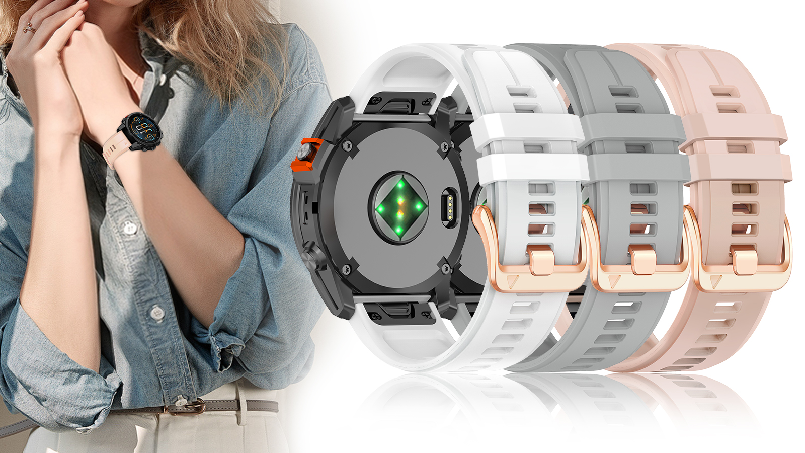 Correa de silicona suave 20mm compatible Garmin Fenix miniatura 7