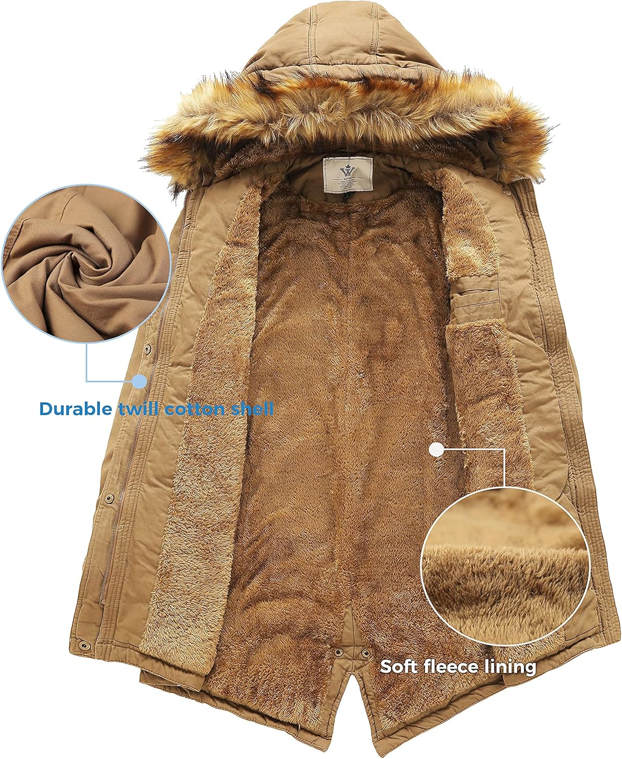 WenVen Women's Winter Long Hooded Sherpa Lined Parka Jacket Warm Coat - Image 5