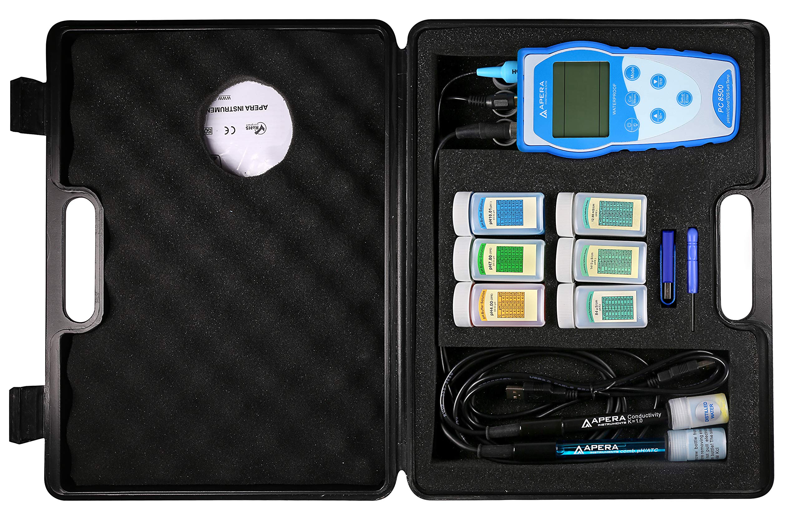 Apera Instruments Premium Series PC8500 Kit de medidor de pH/conductividad portátil (AI5524)