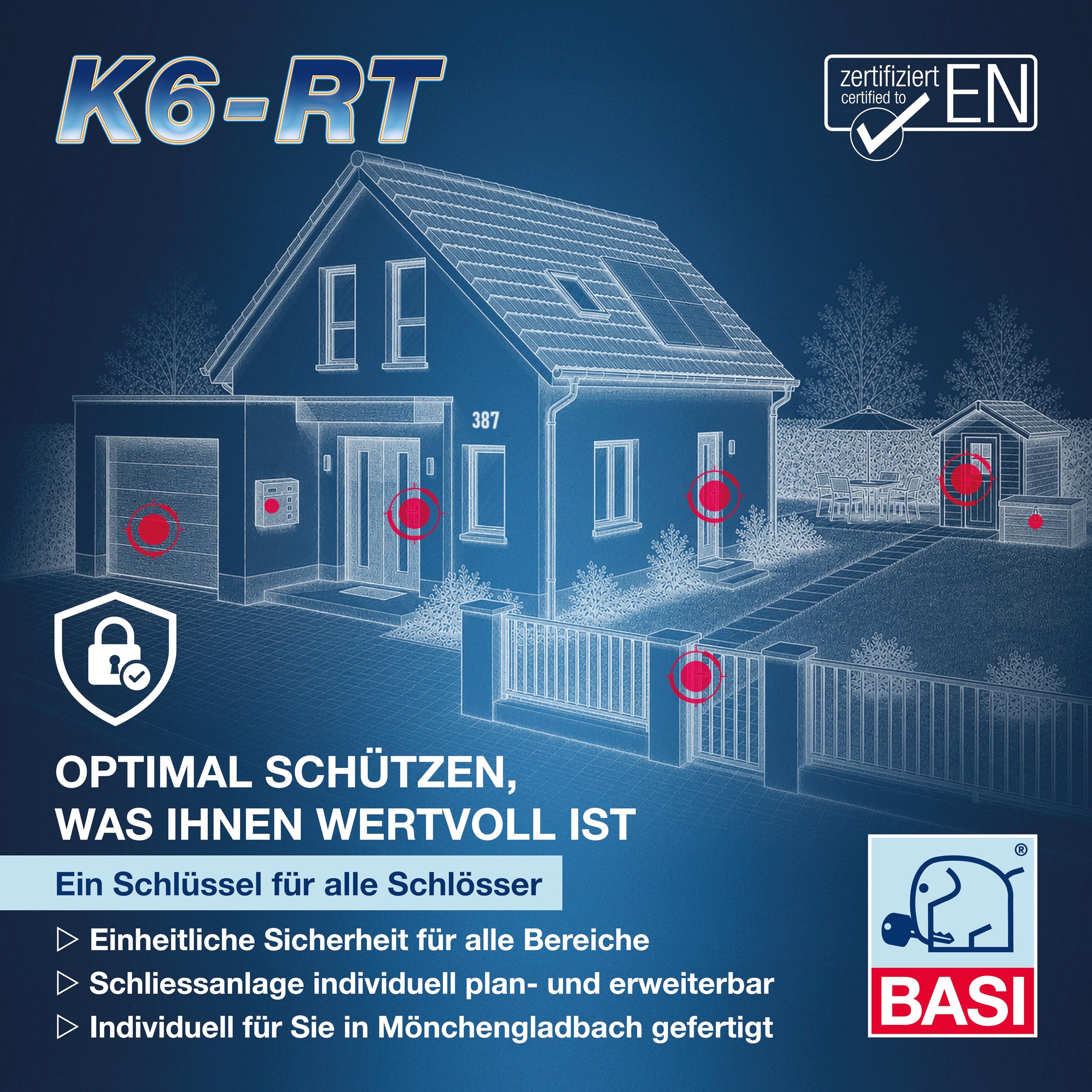 BASI | K6-RT Profilzylinder System mit Sicherungskarte und Kopierschutz | Konfigurator für Schließanlagen | Schließzylinder nach Wunsch frei kombinierbar | Gleichschließend | 3er SET
