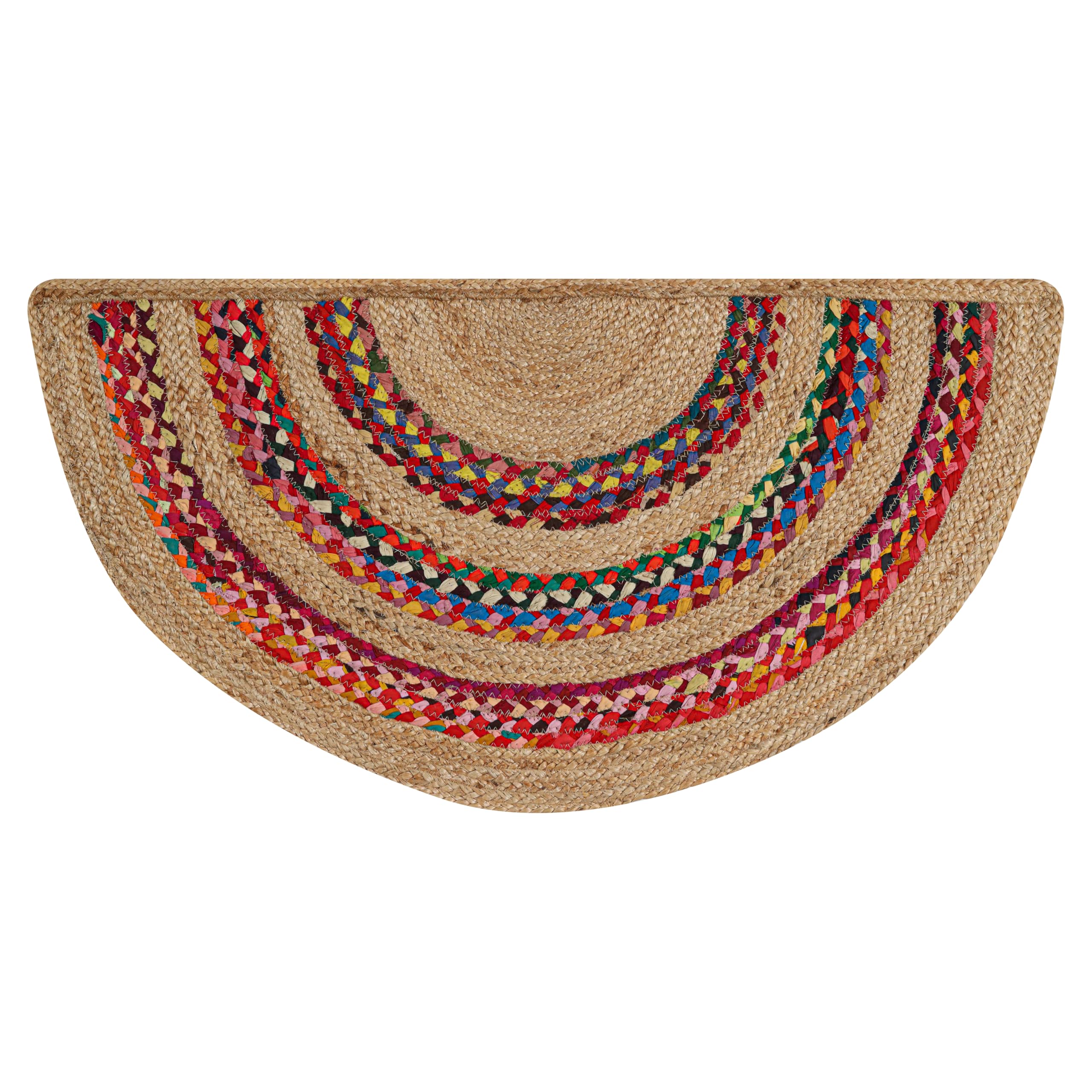 Tapis de cuisine jute bohème Chindi multicolore anti-saleté pour entrée