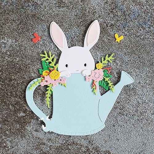 Miniatura 5 de Troqueles de metal de conejo de Pascua, hojas de conejito de animales, conejo en un marco de hervidor, plantillas de corte, manualidades, tarjetas,