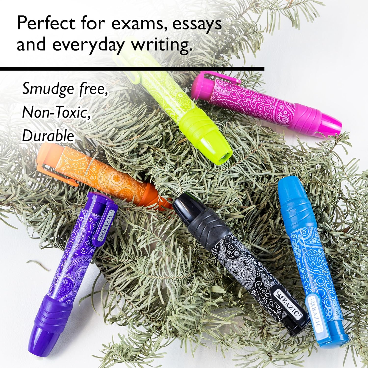 BAZIC Products Retractable Stick Erasers Paisley, Mechanical Pencil Eraser, Large Size Click Eraser for Art Drawing Sketching (2/Pack), 24-Packs
