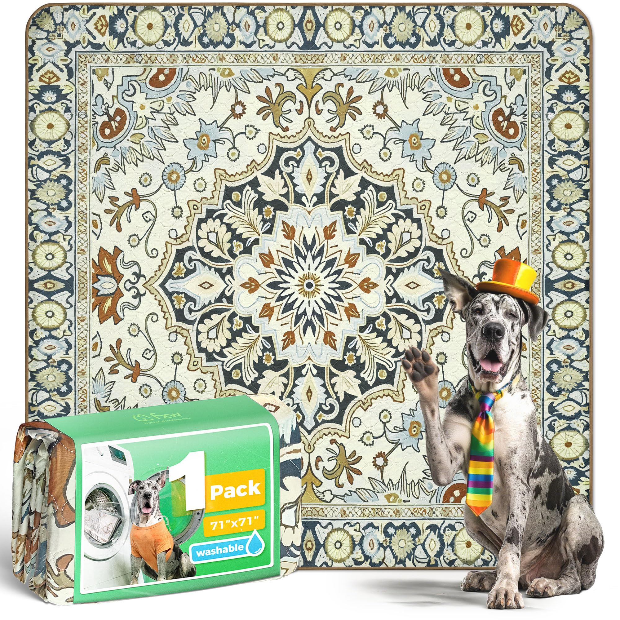 FXW Washable Pee Pads for Dogs, Super Absorbent, 71" Square, 1 Pack