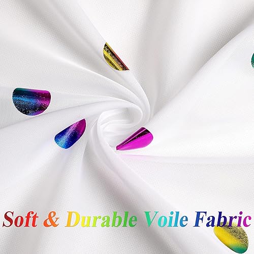 Miniatura 4 de Urban Lotus Cortinas de cocina semitransparentes blancas para comedor de 45 pulgadas de largo, cortinas coloridas con estampado de lunares