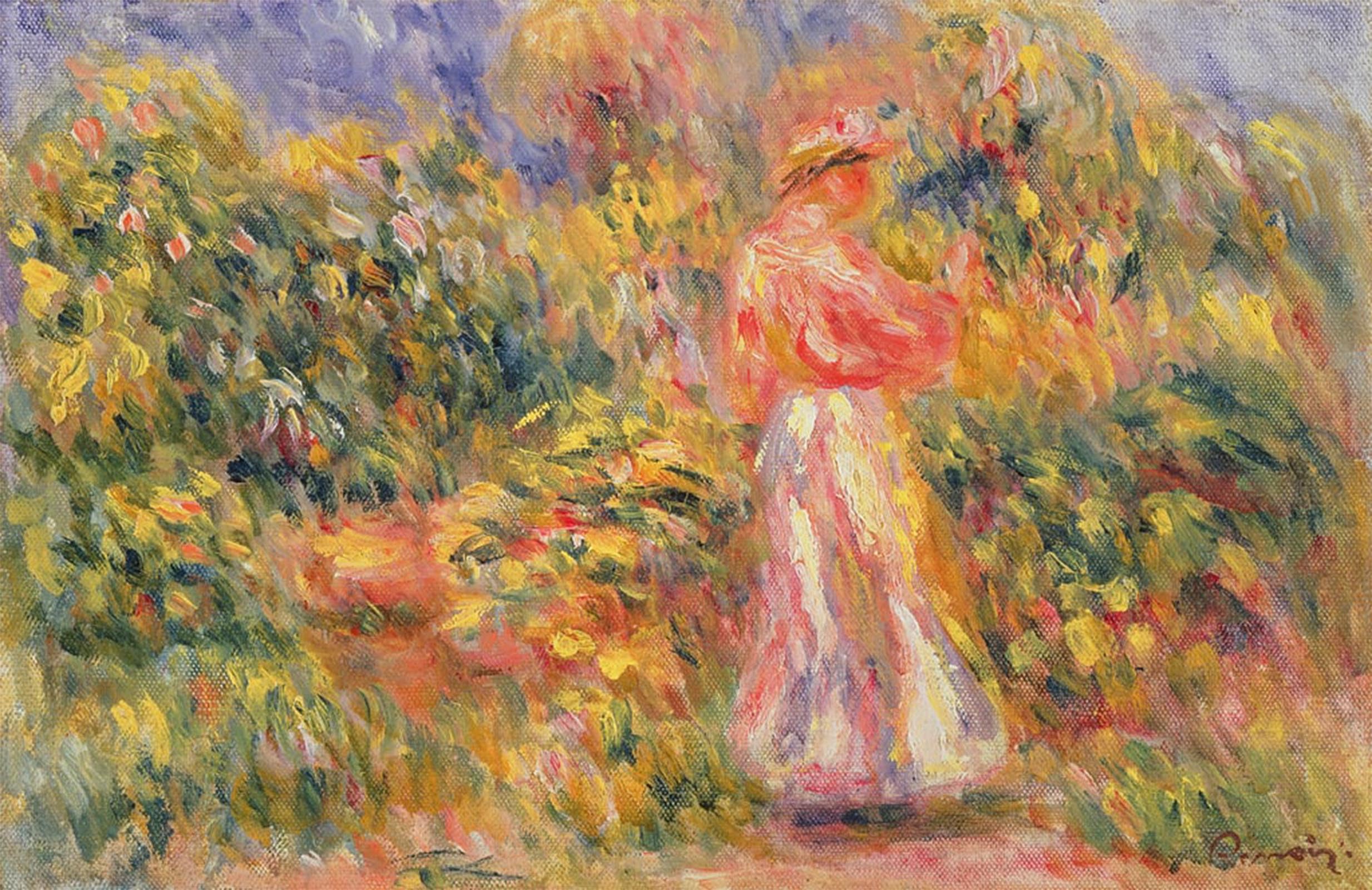 RZHRHJES Retro Picture Portrait Oil Painting Modern Wall Artwork Woman in a Landscape by Pierre Auguste Renoir Canvas Poster for Office Decor 60x90cm